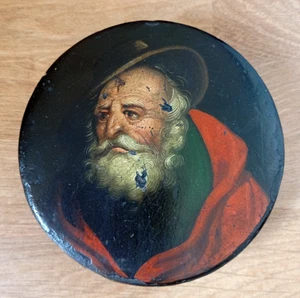 SCATOLA ANTICA CON MINIATURA DIPINTO DIPINTA CARTAPESTA PAPIER MACHE - Imagen 1 de 12