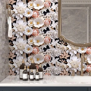 17.5inx23ft Faux 3D Floral Peel and Stick Wallpaper for Bathroom Ceiling Mode... - Picture 1 of 7