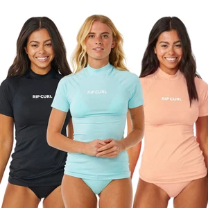 Rip Curl Womens Classic Surf Short Sleeve UPF 50 Rash Vest T-shirt Top Tee - Picture 1 of 15