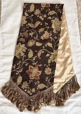 VTG Canaan Company Floral Pattern Reversible Table Runner with Fringe 16”x70” - Image 1 of 4