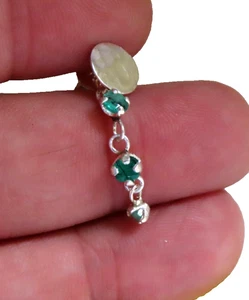 Boucles d'oreilles en argent sterling 925 avec émeraudes naturelles - Imagen 1 de 8