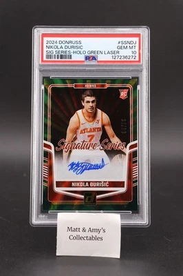 NIKOLA DURISIC 2024 Panini Sig Holo Green Auto #SSNDJ Hawks RC PSA 10 4/75 Pop 1 - Image 1 of 2
