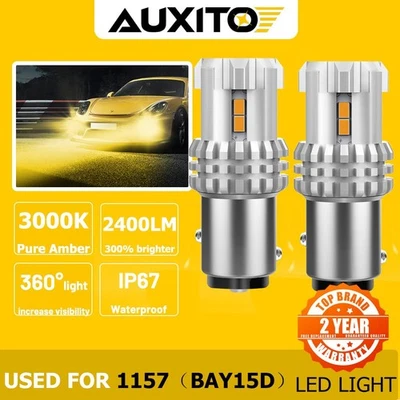 Turn Signal LED Light Bulbs 1157 1016 1034 7528 Amber Yellow CANBUS ERROR FREE - Image 1 of 4