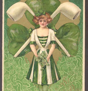 UNCOMMON..! .SIGNED SCHMUCKER....ST. PATRICK'S DAY COLLEEN,PIPES,WINSCH POSTCARD - Picture 1 of 2