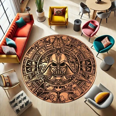 Star Wars Rug, Darth Vader Round Carpet, Sci-Fi Home Decor, Galactic Empire Mat, - Image 1 of 4