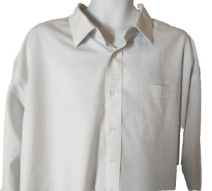 Jos A Bank Traveler Men's Dress Shirt 20 35 White Gray Striped Checked