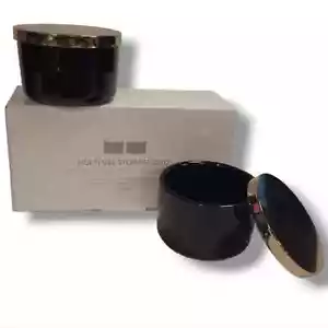 ZGallerie Black & Gold Multi Use Ceramic Storage Duo - Beauty Decor Office Home - Picture 1 of 10