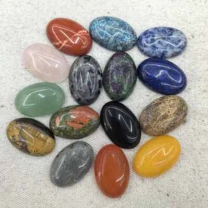 30X20mm 15 Stck./Posten Natur Gemischter Stein Oval Perlen CAB CABOCHON Schmuck Keine Löcher - Bild 1 von 3