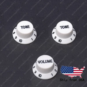 3 Pcs White/ Black Numbers ST Guitar Knobs Volume Tone Knob fits Stratocaster - Picture 1 of 7