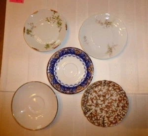 Group Of 5 Antique / Vintage Saucers, Family Estate Collection, Maker's Marks - Picture 1 of 7