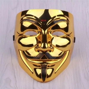Maschera Anonymous Dorato Film V per Vendetta Guy Fawkes Cosplay Costume - Foto 1 di 7