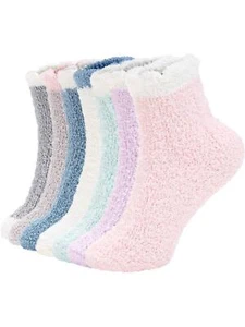 Fuzzy Warm Slipper Socks Women Super Soft Microfiber Cozy Sleeping Socks 6 or... - Picture 1 of 7