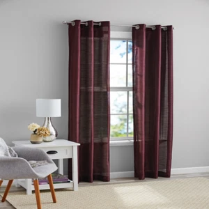 Faux Silk Textured Light Filtering Grommet Curtain Panel Drapes 37 X 84 Set of 2 - Picture 1 of 10