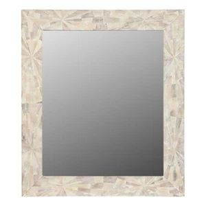 Taran Designs Carla Chevron Solid Wood Accent Mirror in White Multicolor - Picture 1 of 4