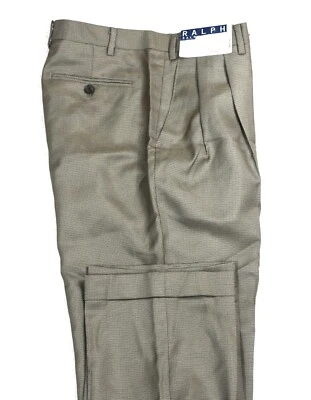 Pantalón de vestir Ralph Lauren tostado tweed plisado 36/29 nuevo con etiquetas Foto 1 de 4