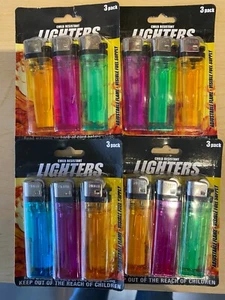 4 Pack (12) Butane LIGHTERS Flame Pipe Cigar Cigarette Lighter Lot Bulk - Picture 1 of 1