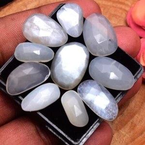 10 Stck. Natürlicher Mondstein 14 mm-17 mm Schachbrett Geschnitten Unbehandelt Riesige Lose Edelsteine - Bild 1 von 5