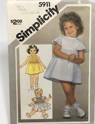 Dress or Sundress Size 4T S5911 Cut 80s Sewing Pattern - Image 1 of 2