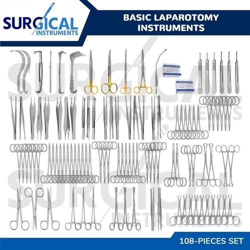 108 Pcs Basic Laparotomy Instruments Set Stainless Surgical Medical ...