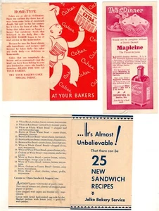 Lote de 3 piezas PUBLICIDAD DE ALIMENTOS Jelke Bakery CRESENT ARPLEINE Alrededor de 1920 1930 - Imagen 1 de 2