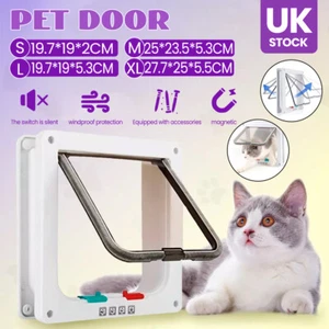4-Way Pet Dog Cat Safe Lockable Locking Door Brushy Flap Door Screen S-XL Sizes - Picture 1 of 16
