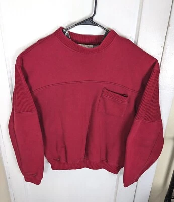 Vintage 90s Saks Fifth Avenue Chest Pocket Sweatshirt Knit Panels XL Red - Image 1 of 4