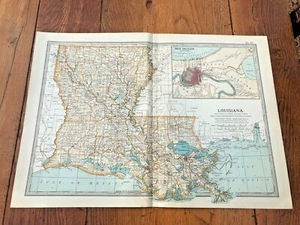 1903 large colour fold out map titled " louisiana " - Picture 1 of 4