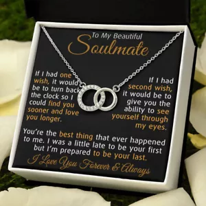To My Soulmate Love Gift Perfect Pair Necklace for Bride Wife Girlfriend Gift - Picture 1 of 8