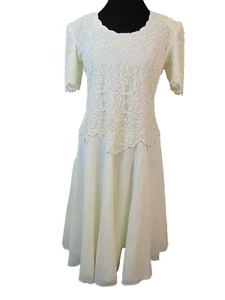 vintage Brilliante by J.A. Dress Cream/Ivory Beaded Size M - Picture 1 of 11