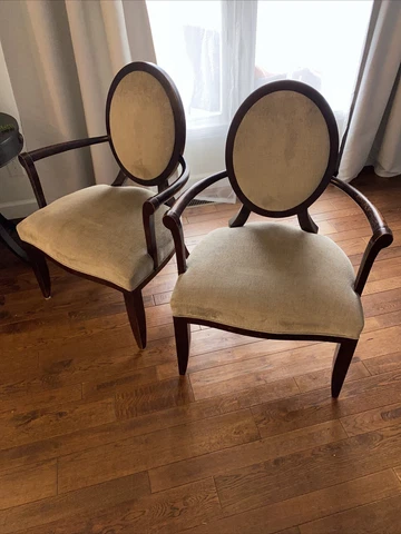 Barbara Barry for Baker Furniture Modern Neoclassical Mahogany Dining Chairs Two Cover