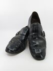 Allan McAfee Black Leather Wingtip Monk Strap Shoes London Men Size 12