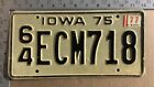 1977 Iowa license plate 64 ECM 718 Marshall Ford Chevy Dodge 11488