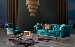 Türkis Wohnzimmersofa Luxus Couchen Moderne Polstermöbel Bequem Neu - Bild 1 von 5