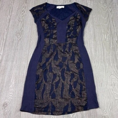 Vestido lápiz retro STARING AT STARS para mujer talla pequeña púrpura dorado sirena de oficina NUEVO Foto 1 de 4