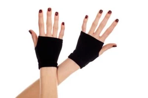 sexy MUSIC LEGS basic PLAIN short WRIST length FINGERLESS hand WARMERS gloves - Picture 1 of 1