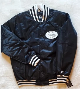 San Francisco 49ers Black Label Starter Jacket Classic Black & White Sz 2XL  - Picture 1 of 13