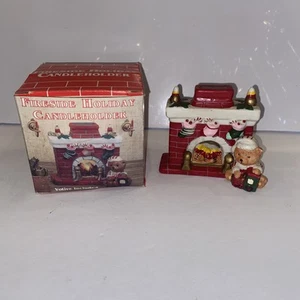 Portacandele natalizio Fireside Holiday orsacchiotto candela inclusa vintage - Foto 1 di 6