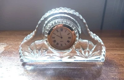 Princess House 24% Lead Crystal Quartz Clock 5”x3” Gold Trim Made in USA - Image 1 of 4