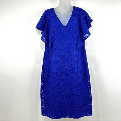 Vestido Lauren Ralph Lauren Para Mujer 16 Cobalto Encaje Manga Acampanada Evento Femenino Foto 1 de 4