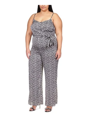 MICHAEL MICHAEL KORS Mujer Negro Corbata Cinturón Pierna Recta Mono Plus 1X Foto 1 de 4