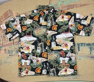 VTG Reyn Spooner Trojan USC Hawaiin Shirt Large Vintage Missing Buttons Read - Picture 1 of 16