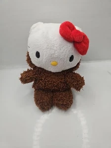 Vintage Hello Kitty Plush 2009 Brown Fuzzy Teddy Bear Outfit Sanrio Plush 6” - Picture 1 of 7