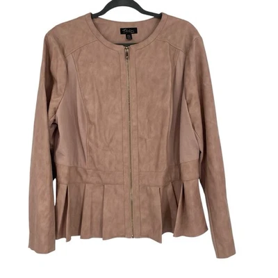 Jaqueta plissada feminina Thalia Sodi couro sintético rosa tamanho XXL - Imagem 1 de 4