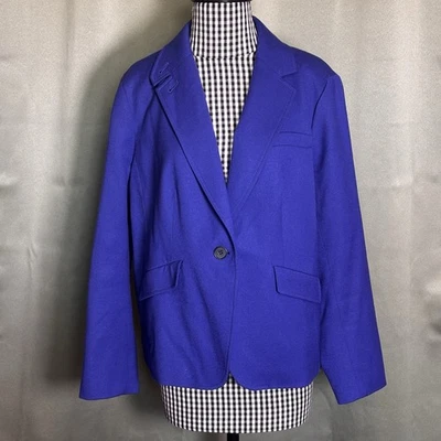 Blazer Talbots Mujer Lana Talla 14W Pequeño Azul Real Manga Larga Forrado Foto 1 de 4