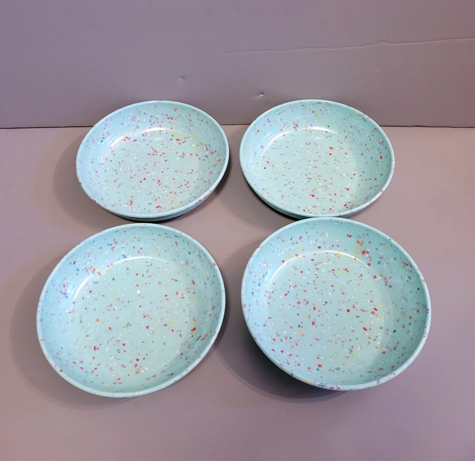 Juego de 4 ensaladeras de pasta melamina confeti turquesa Zak Designs Foto 1 de 4