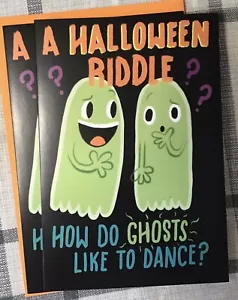2 Hallmark Happy Halloween Cards Kids 8x5.5 Boy Girl Card Moving Ghosts Riddle - Picture 1 of 3