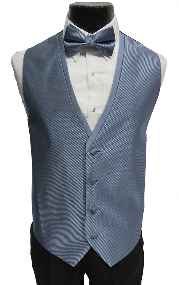 Chaleco mediano de esmoquin azul niebla espalda abierta boda formal portador de anillos niños Foto 1 de 1