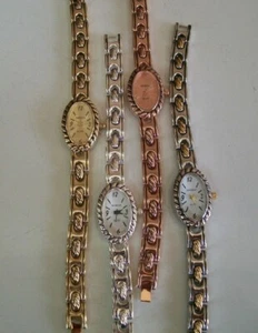 WOMEN'S SILVER, SILVER & GOLD, ROSE GOLD FINISH FASHION CASUAL LINK WATCH - Picture 1 of 14