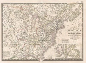 1836 Brue e Picquet Mappa degli Stati Uniti - Foto 1 di 1