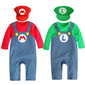0-2 años Bebé Cosplay Anime Traje de Rastreo Super Mario Bros Disfraz de Baile Sombrero Regalo Reino Unido - Imagen 1 de 9